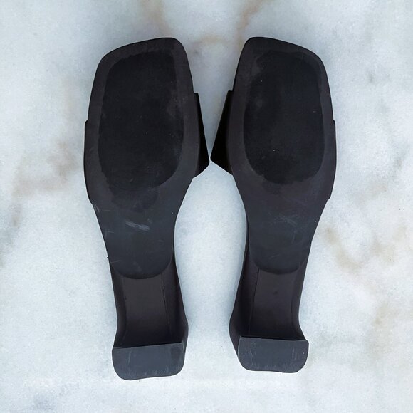 Jeffrey Campbell Low-Key Black Satin Women's Slides/Sandal Size 9M - Picture 3 of 7